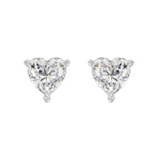 LADIES STUD EARRINGS 1.5CT HEART DIAMOND 14K GOLD