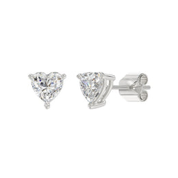 LADIES STUD EARRINGS 1CT HEART DIAMOND 14K GOLD