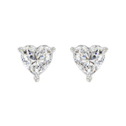 LADIES STUD EARRINGS 2.50CT HEART DIAMOND 14K GOLD