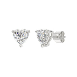 LADIES STUD EARRINGS 2.50CT HEART DIAMOND 14K GOLD