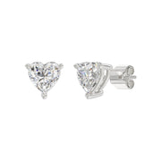 LADIES STUD EARRINGS 2CT HEART DIAMOND 14K GOLD