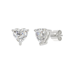 LADIES STUD EARRINGS 2CT HEART DIAMOND 14K GOLD