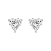LADIES STUD EARRINGS 3CT HEART DIAMOND 14K GOLD