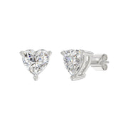 LADIES STUD EARRINGS 3CT HEART DIAMOND 14K GOLD