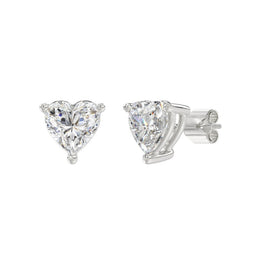 LADIES STUD EARRINGS 3CT HEART DIAMOND 14K GOLD
