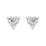 LADIES STUD EARRINGS 4CT HEART DIAMOND 14K GOLD