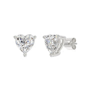LADIES STUD EARRINGS 4CT HEART DIAMOND 14K GOLD