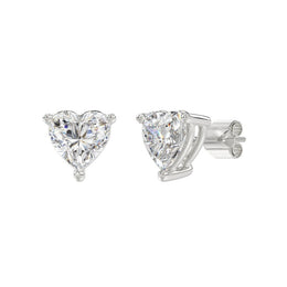 LADIES STUD EARRINGS 4CT HEART DIAMOND 14K GOLD