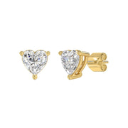 LADIES STUD EARRINGS 2.50CT HEART DIAMOND 14K GOLD