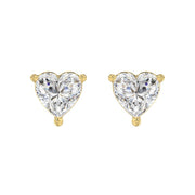 LADIES STUD EARRINGS 1CT HEART DIAMOND 14K GOLD