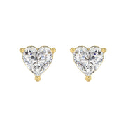 LADIES STUD EARRINGS 2CT HEART DIAMOND 14K GOLD