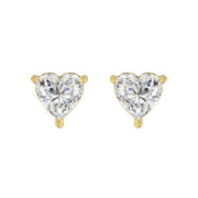 LADIES STUD EARRINGS 1.5CT HEART DIAMOND 14K GOLD