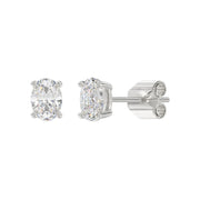 LADIES STUD EARRINGS 1.5CT OVAL DIAMOND 14K GOLD