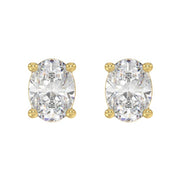LADIES STUD EARRINGS 1.5CT OVAL DIAMOND 14K GOLD