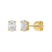 LADIES STUD EARRINGS 1.5CT OVAL DIAMOND 14K GOLD