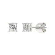LADIES STUD EARRINGS 1.5CT PRINCESS DIAMOND 14K GOLD