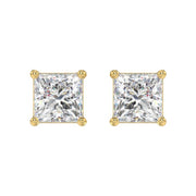 LADIES STUD EARRINGS 1.5CT PRINCESS DIAMOND 14K GOLD