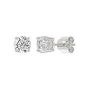 LADIES STUD EARRINGS 1.5CT ROUND DIAMOND 14K GOLD