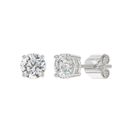 LADIES STUD EARRINGS 1.5CT ROUND DIAMOND 14K GOLD