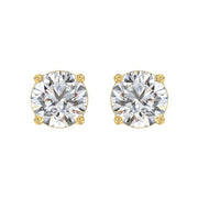 LADIES STUD EARRINGS 1.5CT ROUND DIAMOND 14K GOLD