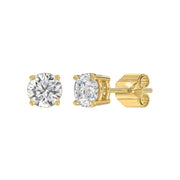 LADIES STUD EARRINGS 1.5CT ROUND DIAMOND 14K GOLD