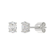 LADIES STUD EARRINGS 1CT OVAL DIAMOND 14K GOLD