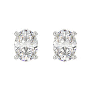 LADIES STUD EARRINGS 1CT OVAL DIAMOND 14K GOLD
