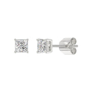LADIES STUD EARRINGS 1CT PRINCESS DIAMOND 14K GOLD