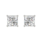 LADIES STUD EARRINGS 1CT PRINCESS DIAMOND 14K GOLD
