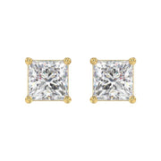 LADIES STUD EARRINGS 1CT PRINCESS DIAMOND 14K GOLD