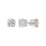 LADIES STUD EARRINGS 1CT ROUND DIAMOND 14K GOLD