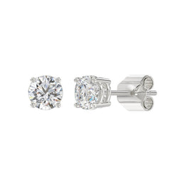 LADIES STUD EARRINGS 1CT ROUND DIAMOND 14K GOLD