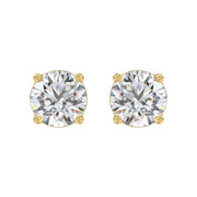 LADIES STUD EARRINGS 1CT ROUND DIAMOND 14K GOLD