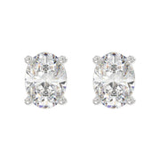LADIES STUD EARRINGS 2.5CT OVAL DIAMOND 14K GOLD