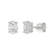 LADIES STUD EARRINGS 2.5CT OVAL DIAMOND 14K GOLD