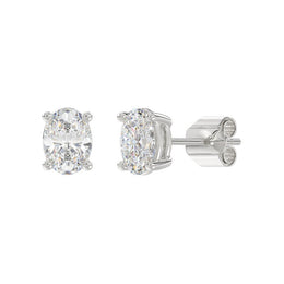 LADIES STUD EARRINGS 2.5CT OVAL DIAMOND 14K GOLD