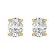 LADIES STUD EARRINGS 2.5CT OVAL DIAMOND 14K GOLD