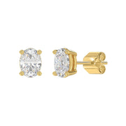 LADIES STUD EARRINGS 2.5CT OVAL DIAMOND 14K GOLD