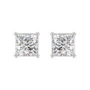 LADIES STUD EARRINGS 2.50CT PRINCESS DIAMOND 14K GOLD