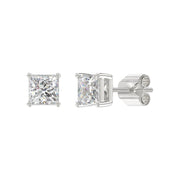 LADIES STUD EARRINGS 2.50CT PRINCESS DIAMOND 14K GOLD