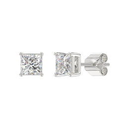 LADIES STUD EARRINGS 2.50CT PRINCESS DIAMOND 14K GOLD