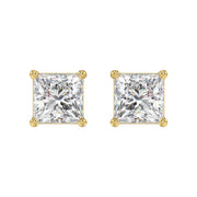 LADIES STUD EARRINGS 2.50CT PRINCESS DIAMOND 14K GOLD