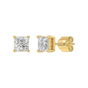 LADIES STUD EARRINGS 2.50CT PRINCESS DIAMOND 14K GOLD
