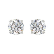 LADIES STUD EARRINGS 2.5CT ROUND DIAMOND 14K GOLD