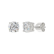 LADIES STUD EARRINGS 2.5CT ROUND DIAMOND 14K GOLD