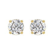 LADIES STUD EARRINGS 2.5CT ROUND DIAMOND 14K GOLD