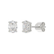 LADIES STUD EARRINGS 2CT OVAL DIAMOND 14K GOLD