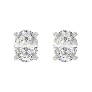 LADIES STUD EARRINGS 2CT OVAL DIAMOND 14K GOLD