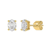LADIES STUD EARRINGS 2CT OVAL DIAMOND 14K GOLD