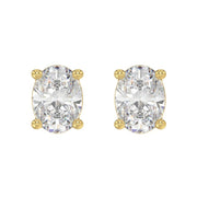 LADIES STUD EARRINGS 1CT OVAL DIAMOND 14K GOLD